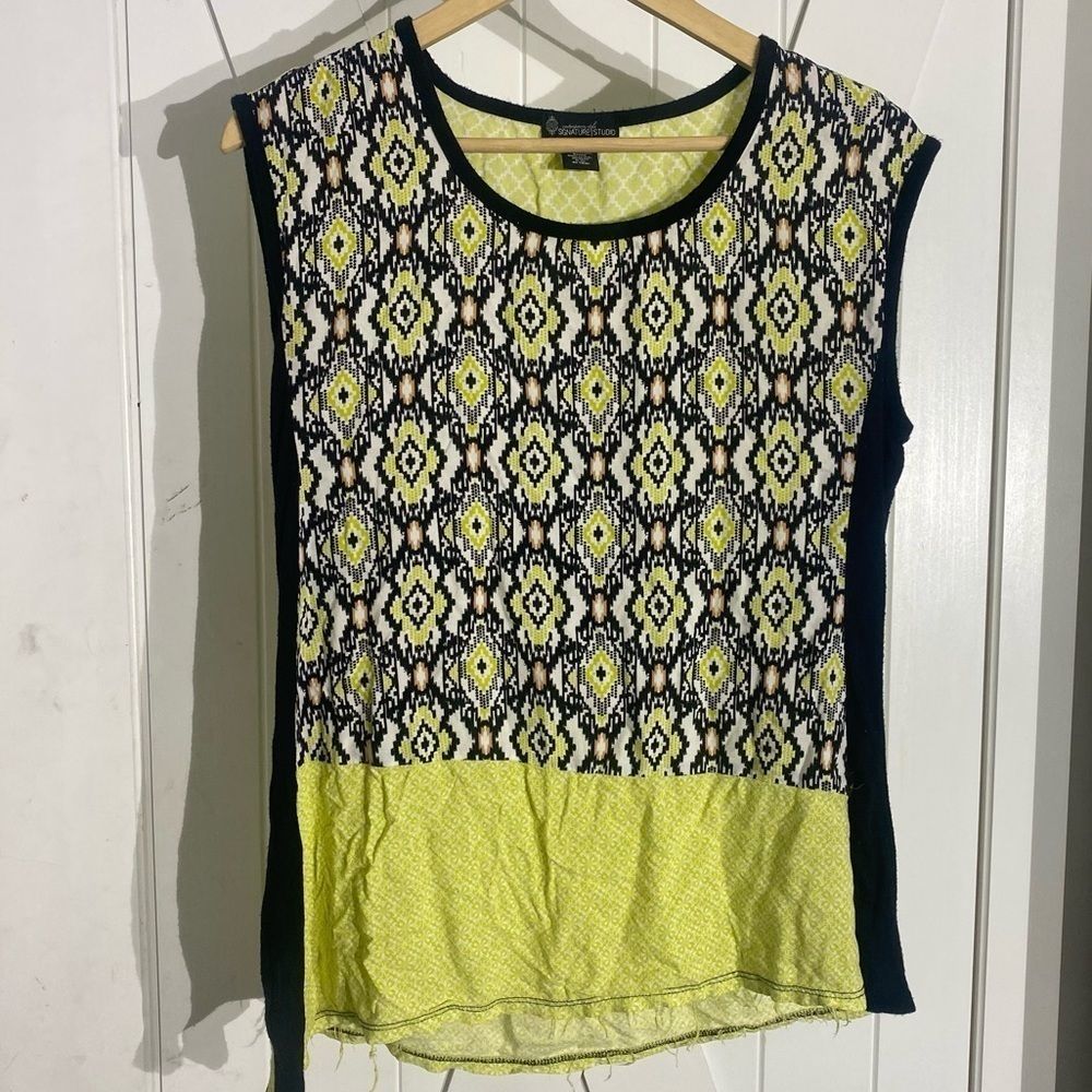 Signature Studio A-Symmetrical Mixed Pattern Top